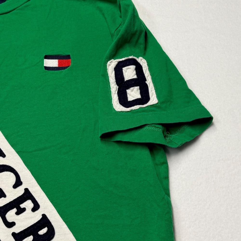 Tommy Hilfiger Green Navy Colorblock Hilfiger Graphic T-Shirt Mens Large Preppy - Picture 2 of 9